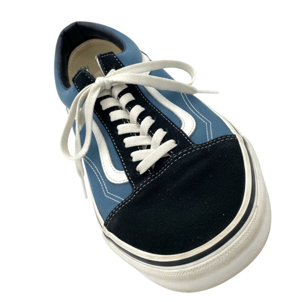 Vans Old Skool Navy Blue Black Suede Canvas Skate Shoes Men 9 Women 10.5 Low Top